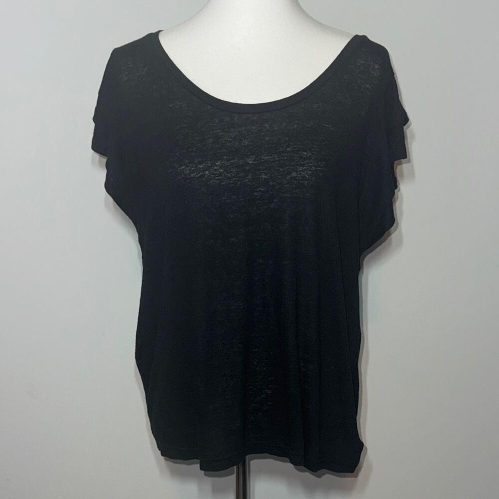 Black Women's Short Sleeve Scoop Neck Top